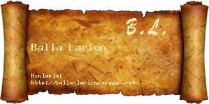 Balla Larion névjegykártya